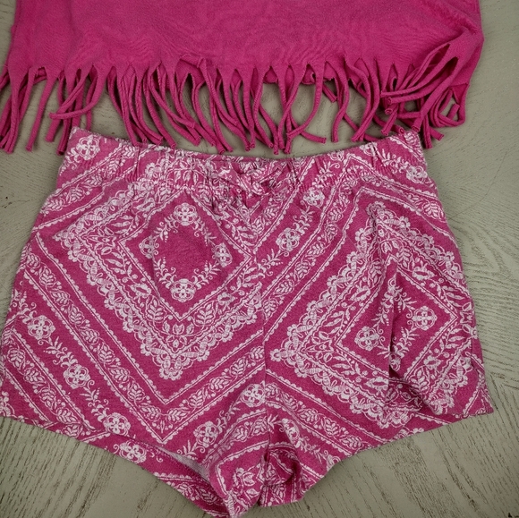 The Children's Place Pink Fringe "Princess" Tank Top & Shorts Matching Set sz 5T - Picture 3 of 6